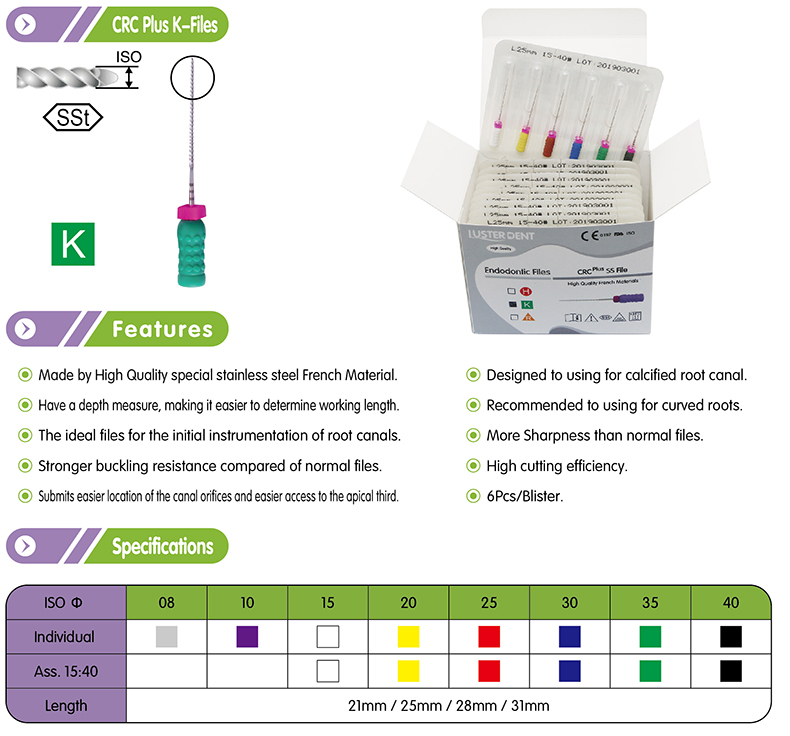 Endodonetic CRC Plus K Files detail image 1